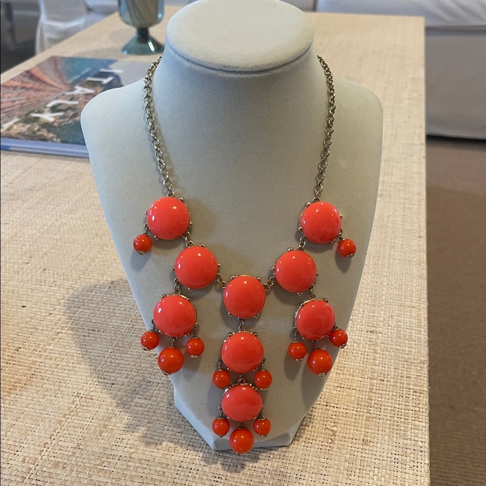 Jcrew Women’s Orange Bubble Statement Necklace - image 1